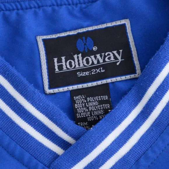 VTG 90S Holloway Blue Embroidered Salem V Neck Windbreaker  Pullover Jacket 2XL - Picture 10 of 10